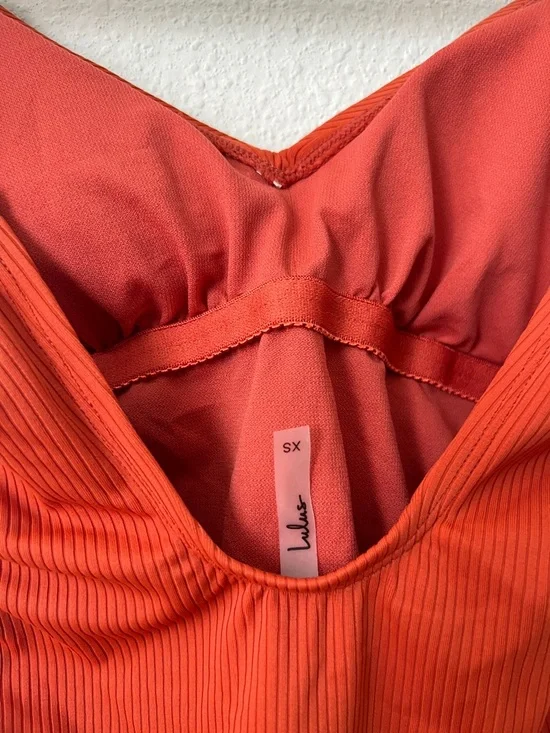 Lulus Sunny Side Rust Orange Ribbed One Piece Swimsuit Size XS - Picture 6 of 9
